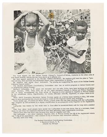 (CIVIL RIGHTS.) Group of SNCC fundraising and recruitment ephemera.